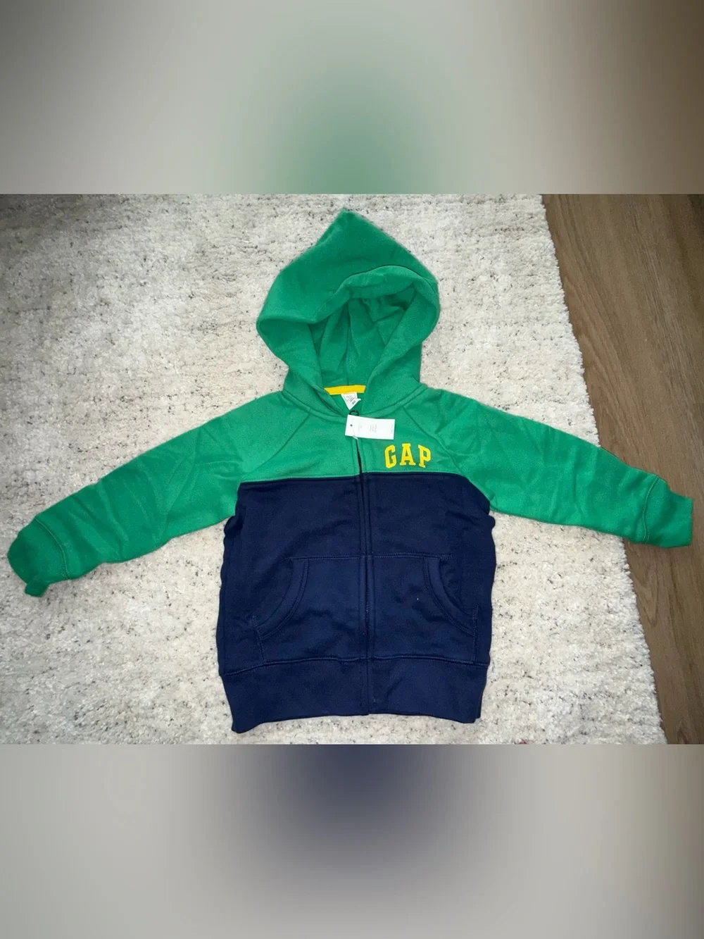 NWT Baby Gap Toddler Hoodie 4 Years Green Navy blue Full Zip Sweatshirt Boys